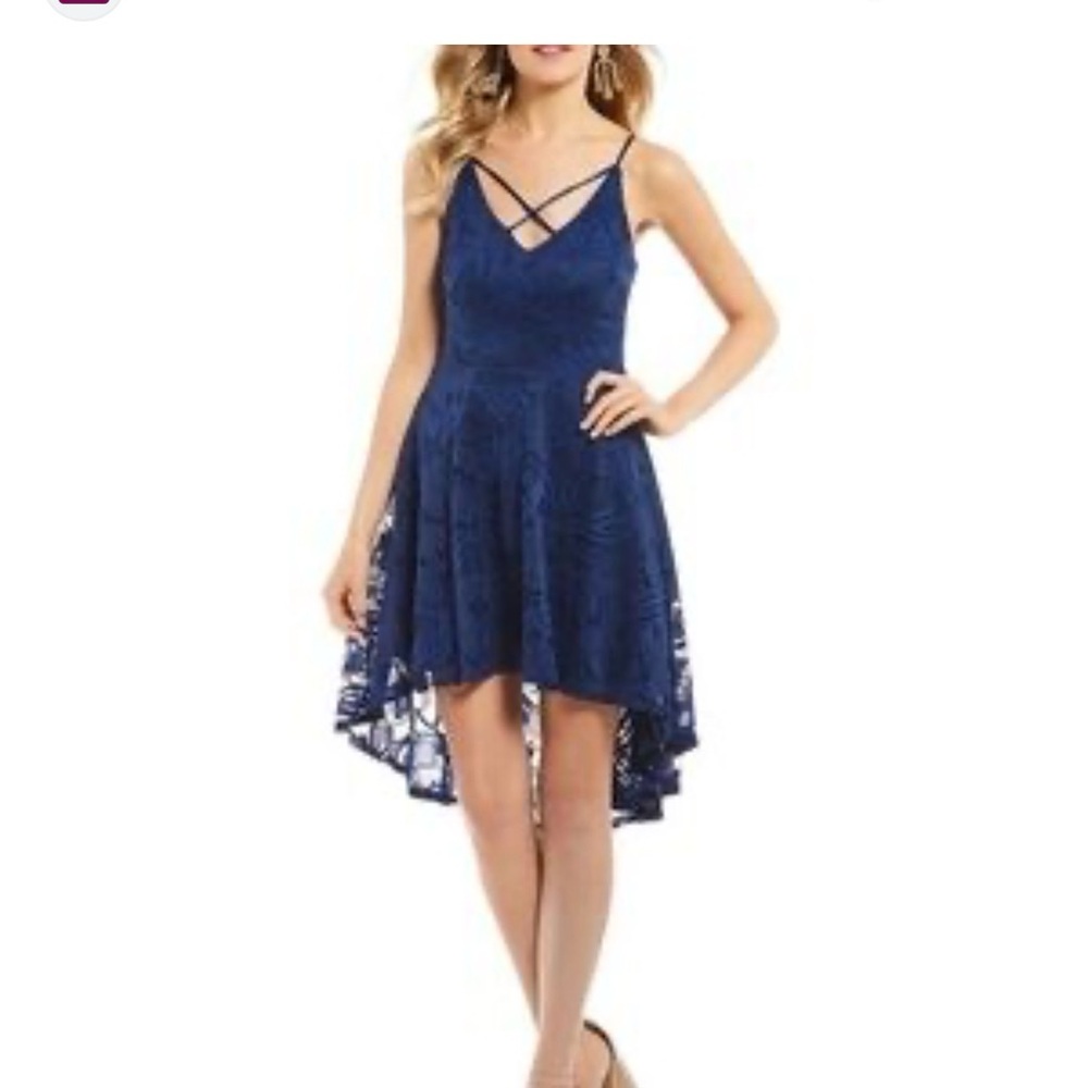 Teeze Me Royal Blue High Low Lace Dress - Picture 8 of 9